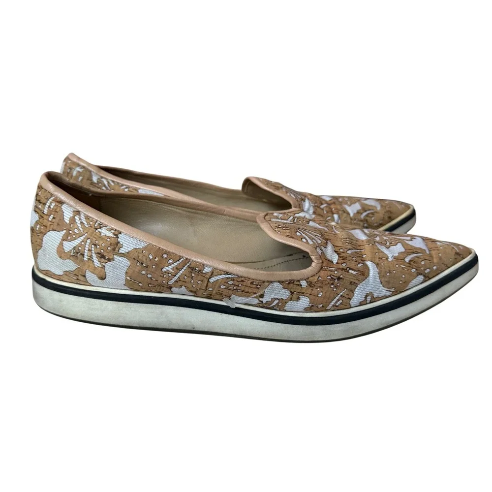 Nicholas Kirkwood floral motif slip on sneakers flats loafers‎ cork canvas sz 37
